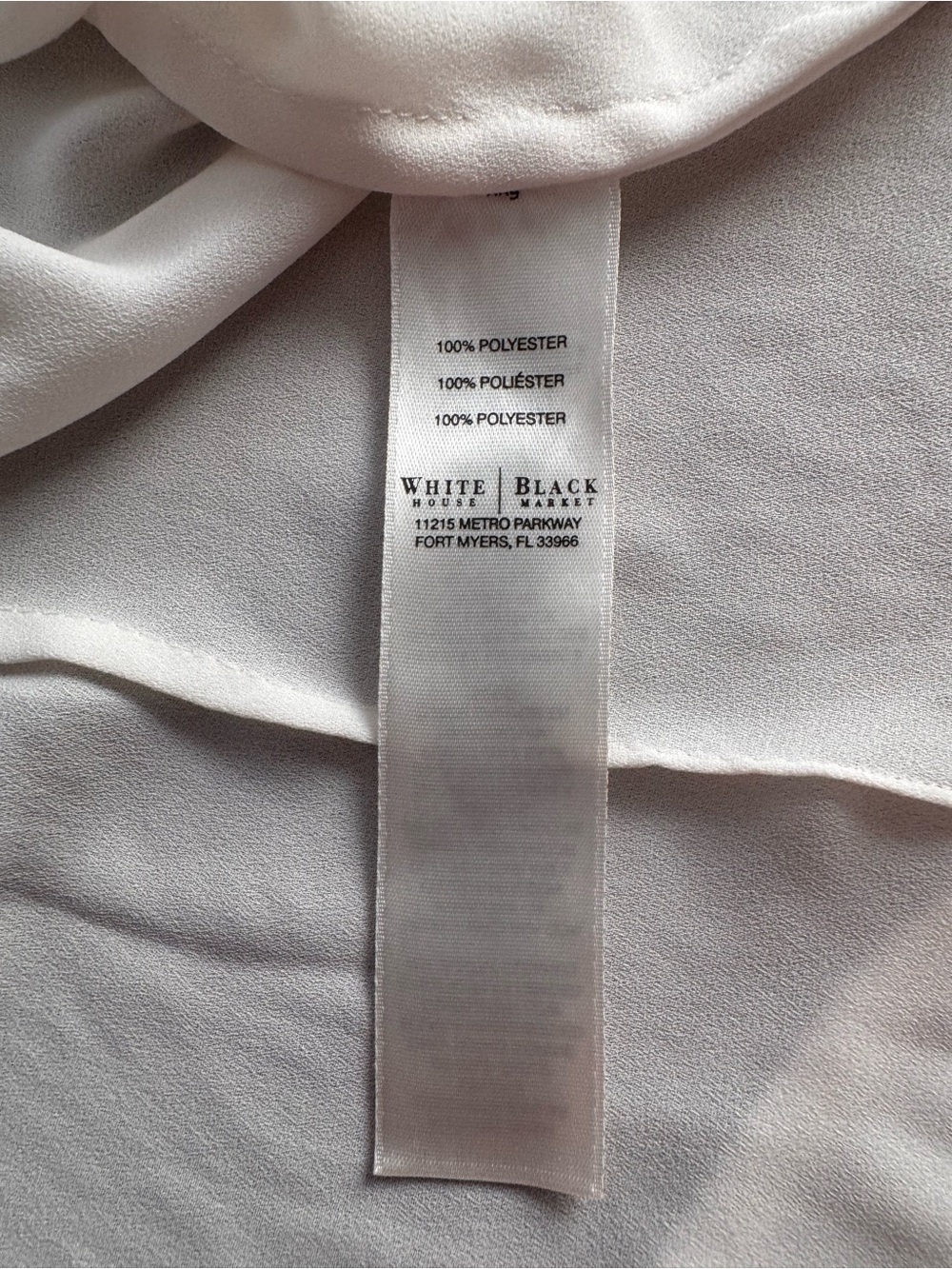White House Black Market Ivory Bow-Neck Blouse, size 6 - Picture 6 of 6